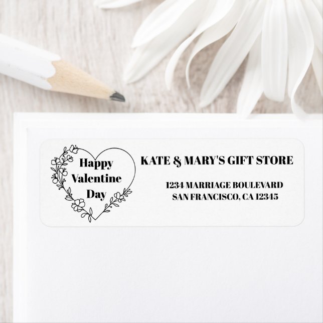 Etiqueta Happy Valentine's Day Business Name Website (Insitu)