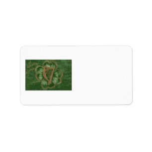 Etiqueta Harp de Erin Four Leaf Clover Green