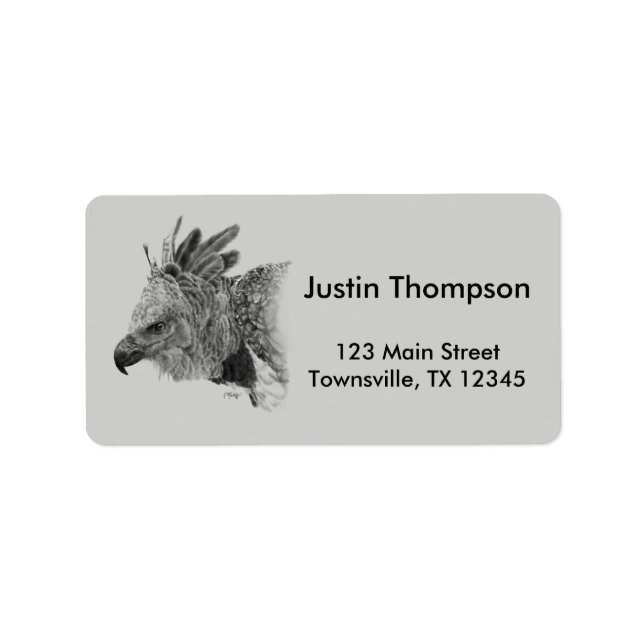 Etiqueta Harpy Eagle Drawing (Frente)