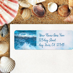 Etiqueta Hawaii blue ocean ondas tropicais endereço de fot