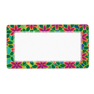 Etiqueta Hawaii Passion Hot Pink Tropical Flower Power