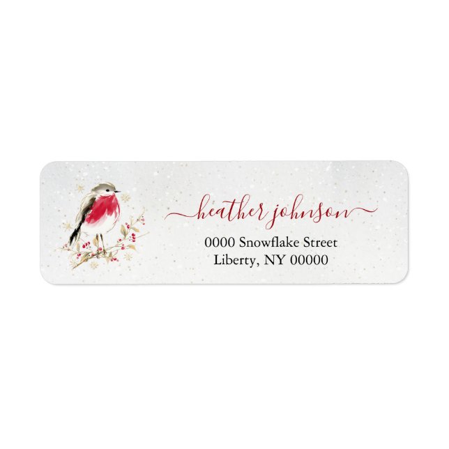Etiqueta Hearthlight Notes Winter Robin Bird Personalizado (Frente)