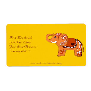 Etiqueta Henna Elephant (Laranja/Vermelho)