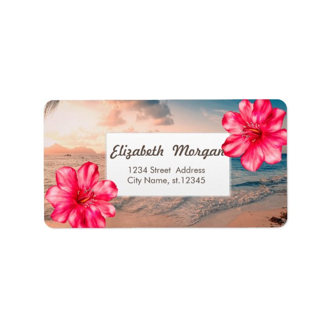 Etiqueta Hibisco havaiano tropical, mar (Frente)