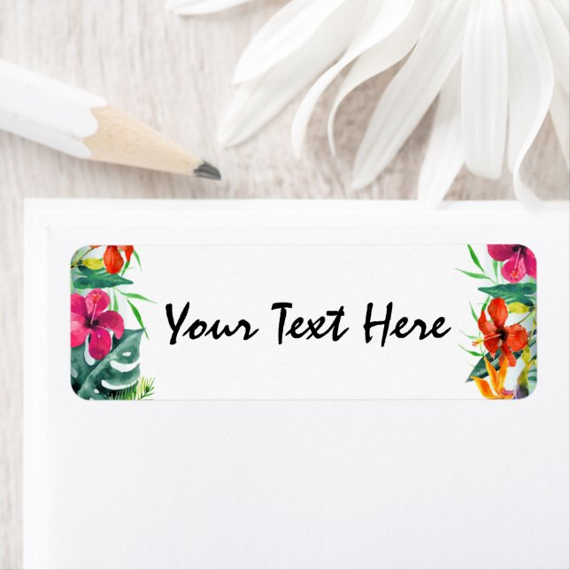 Etiqueta Hibiscus Flower Tropical Paraíso Havaiano Floral (Insitu)