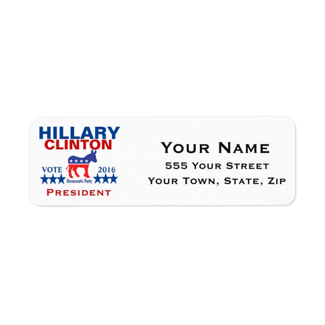 Etiqueta Hillary Clinton Presidente 2016 (Frente)