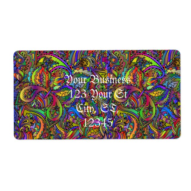 Etiqueta Hippie Groovy Psychedelic Design Thunder_Cove (Frente)