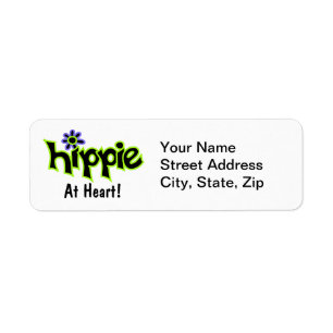 Etiqueta Hippie no Heart Black Verde limão Art Personalizad