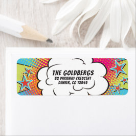 Etiqueta Histórias em Quadrinhos Endereço do Bar ou Bat Mit