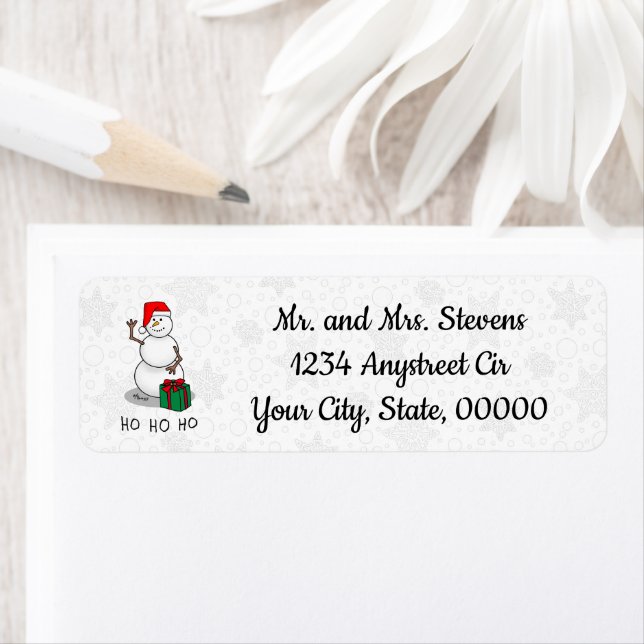 Etiqueta Ho Ho Feliz Papais noeis de Natal Bonito Snowman (Insitu)