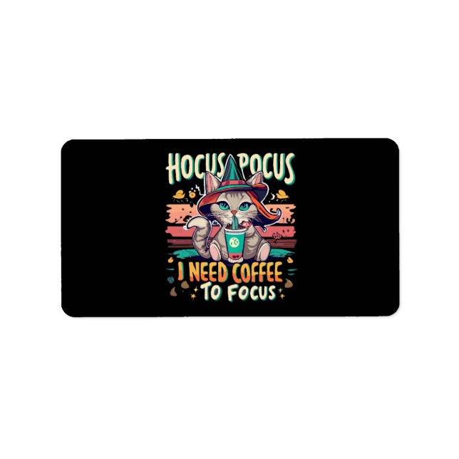Etiqueta Hocus Focus - Preciso de café para me concentrar (Frente)