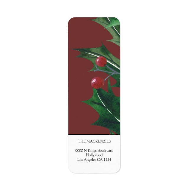 Etiqueta Holly Berries Personalizou o Natal (Frente)