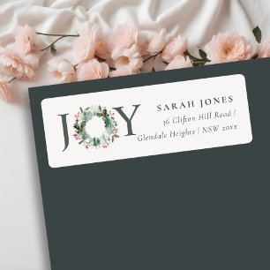 Etiqueta Holly Berries Pine Joy Wreath