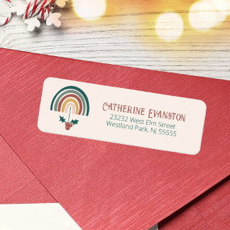 Etiqueta Holly Berry Boho Natal Rainbow