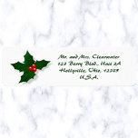 Etiqueta Holly Christmas editável<br><div class="desc">Essas etiquetas de endereço de retorno apresentam um holly de Natal à esquerda e à direita,  é o nome e endereço. O texto é editável,  então,  escolha sua própria fonte,  tamanho e posicionamento e torne-o seu! Aproveite o uso destas etiquetas de endereço para devolução de Holly Christmas editáveis!</div>