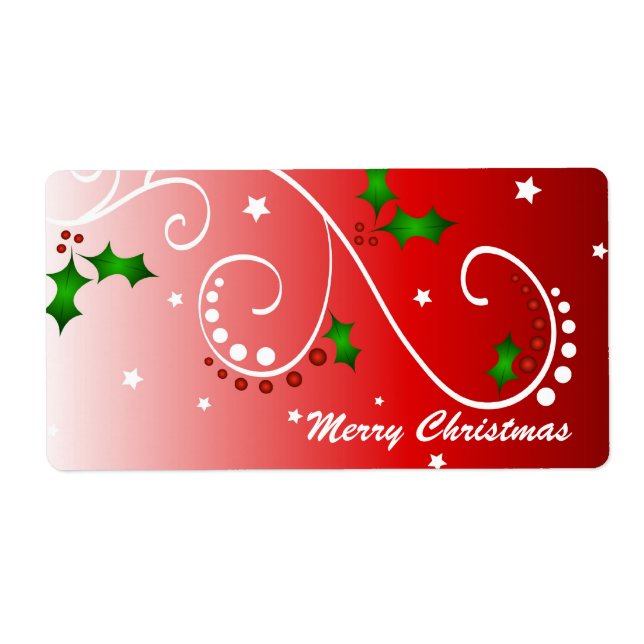 Etiqueta Holly e estrelas - Rótulo (Frente)