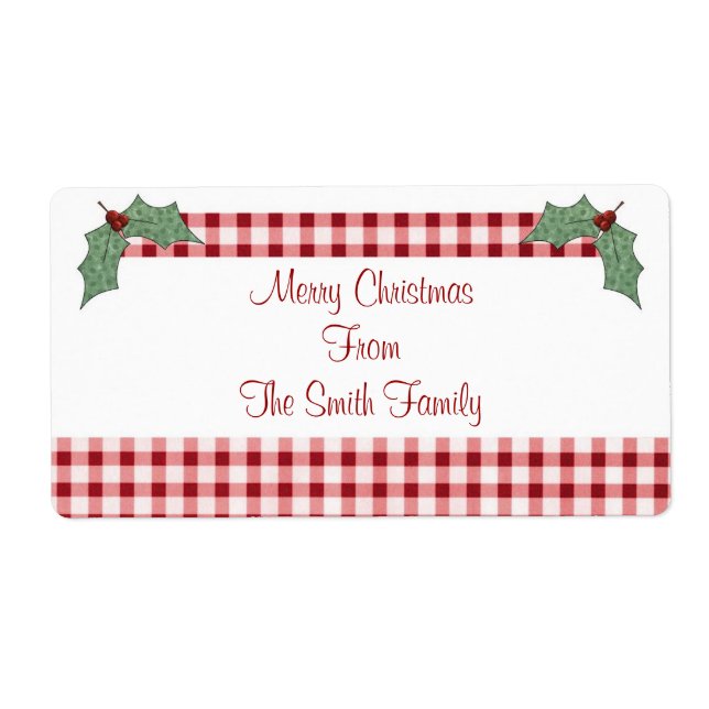 Etiqueta Holly e Gingham Label (Frente)