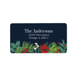 Etiqueta Holly E Greenery Feliz Natal Endereço