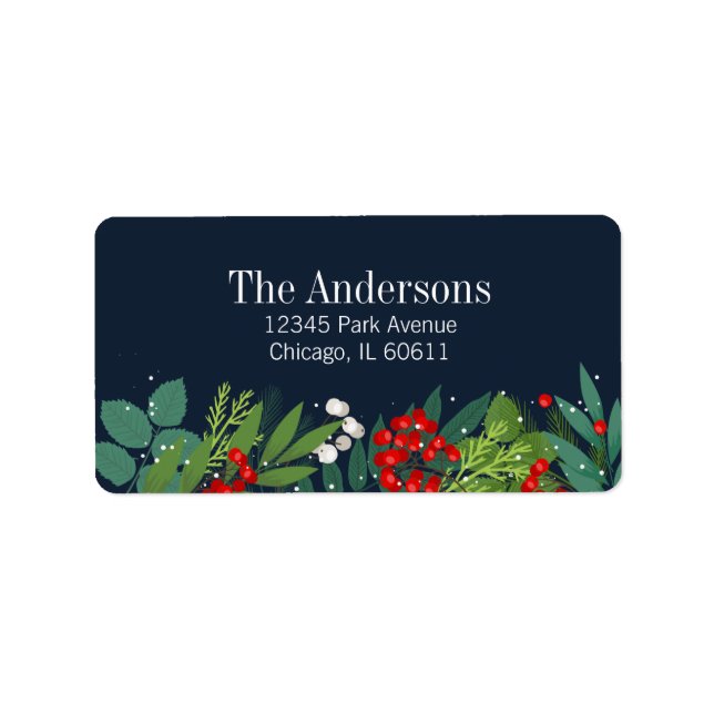 Etiqueta Holly E Greenery Feliz Natal Endereço (Frente)