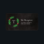 Etiqueta Holly Jolly Christmas Rustic Chalkboard Monograma<br><div class="desc">Encantadora,  rusticada etiqueta de endereço de Natal com sua dentro inicial,  uma coroa oca em um fundo de quadro.</div>