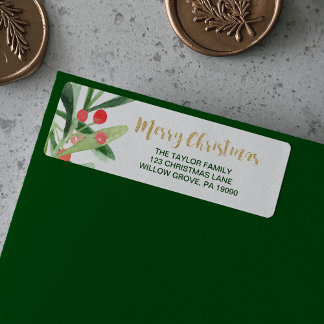 Etiqueta Holly Wreath Felry Natal