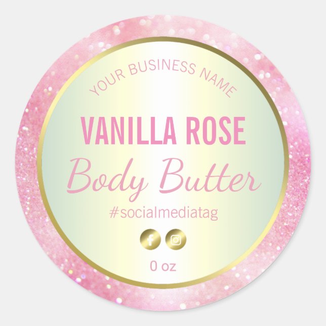 Etiqueta Holográfica Rosa E Dourada (Frente)