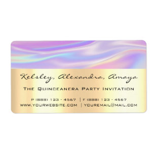 Etiqueta Hológrafo Dourado de Bridal Purple Doce 16º