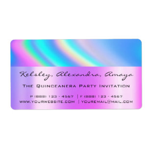 Etiqueta Holograph Unicorn Pink Chá de panela Sweet 16th