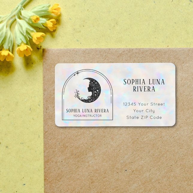 Etiqueta Holographic Boho Arch Celestial Crescent Moon (Holographic Boho Arch Celestial Crescent Moon Label)