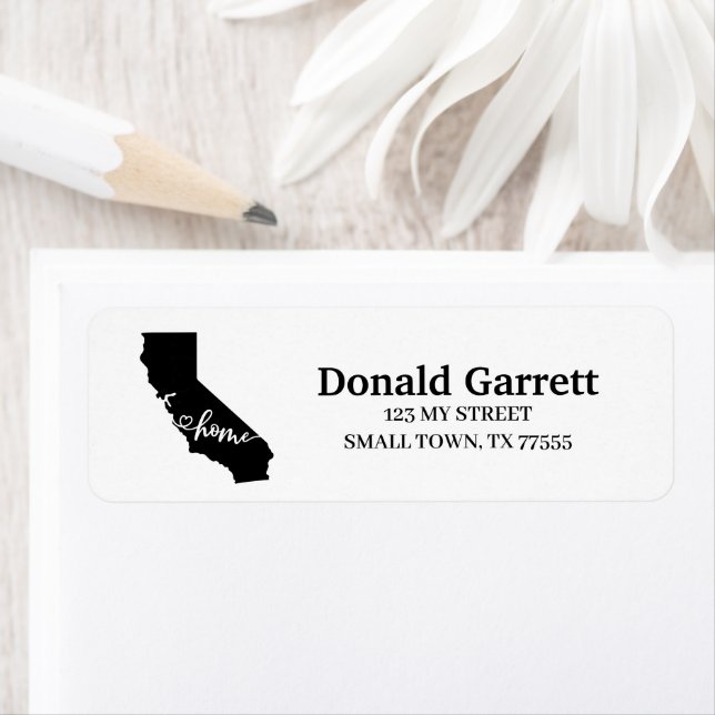 Etiqueta Home State Outline Heart California Address (Insitu)