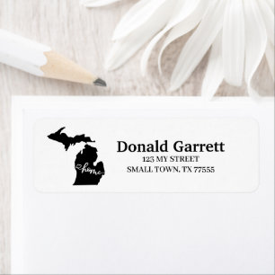 Etiqueta Home State Outline Heart Michigan Address