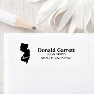 Etiqueta Home State Outline Heart New Jersey Address