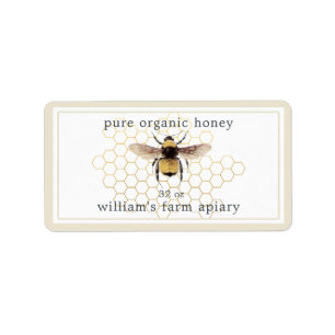 Etiqueta Honey Jar Label Honeybee Apiary Honeycomb Antique