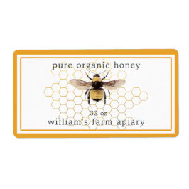 Etiqueta Honey Jar Label Honeybee Apiary Honeycomb Yellow