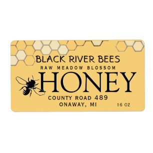 Etiqueta Honeycomb & Bee Raw Honey Honey Honey Label Proven