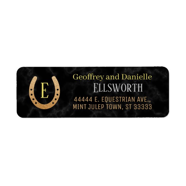 Etiqueta Horsferradura Monograma Raça de Cavalo Endereço De (Frente)