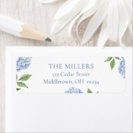Etiqueta Hortênsia Azul Simples Endereço de Devolução Perso