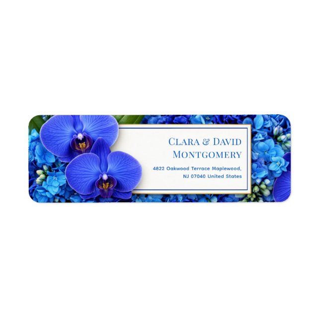 Etiqueta Hortênsia Orquídea Azul Endereço de Devolução Botâ (Frente)