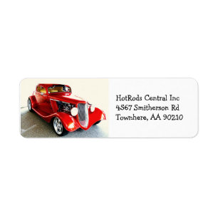 Etiqueta Hot rod clássico vermelho do carro