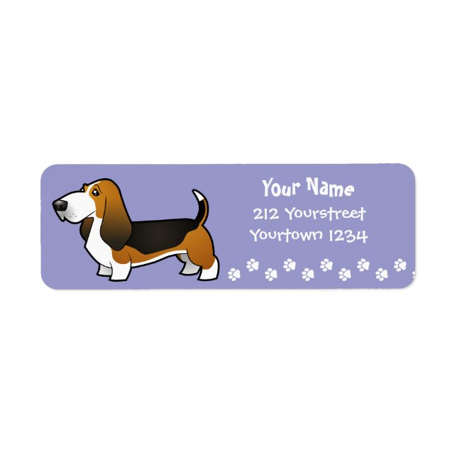 Etiqueta Hound de Cartoon Basset (Frente)
