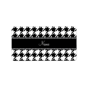 Etiqueta Houndstooth branco conhecido personalizado