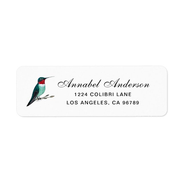 Etiqueta Hummingbird com garganta (Frente)