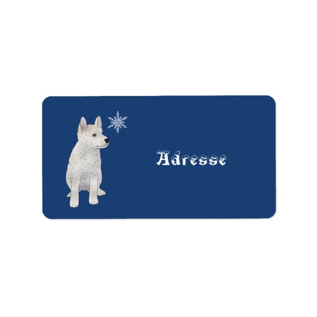 Etiqueta Hund mit Schneeflocke (Frente)