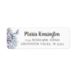Etiqueta Hydrangea Floral do Watercolor Script Manuscrito