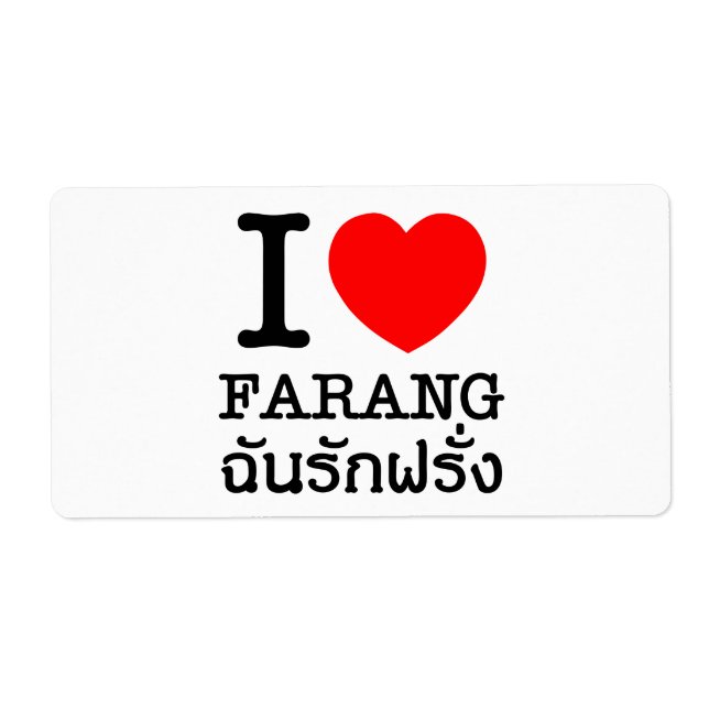 Etiqueta I Heart (Love) Farang (Frente)