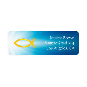 Etiqueta Ichthus - Christian Fish Symbol - Endereço Label