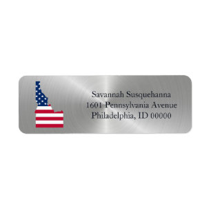 Etiqueta Idaho Silver American Flag Patriotic