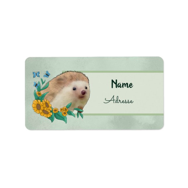 Etiqueta Igel mit Blüten (Frente)