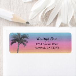 Etiqueta Ilha Tropical Sunset | Endereço Personalizado