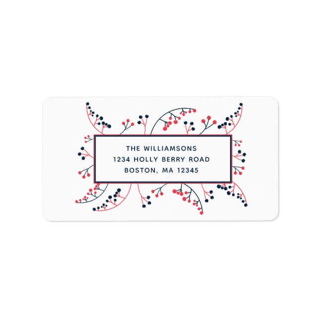 Etiqueta Ilustração botânica dos bagos vermelhos modernos (Frente)